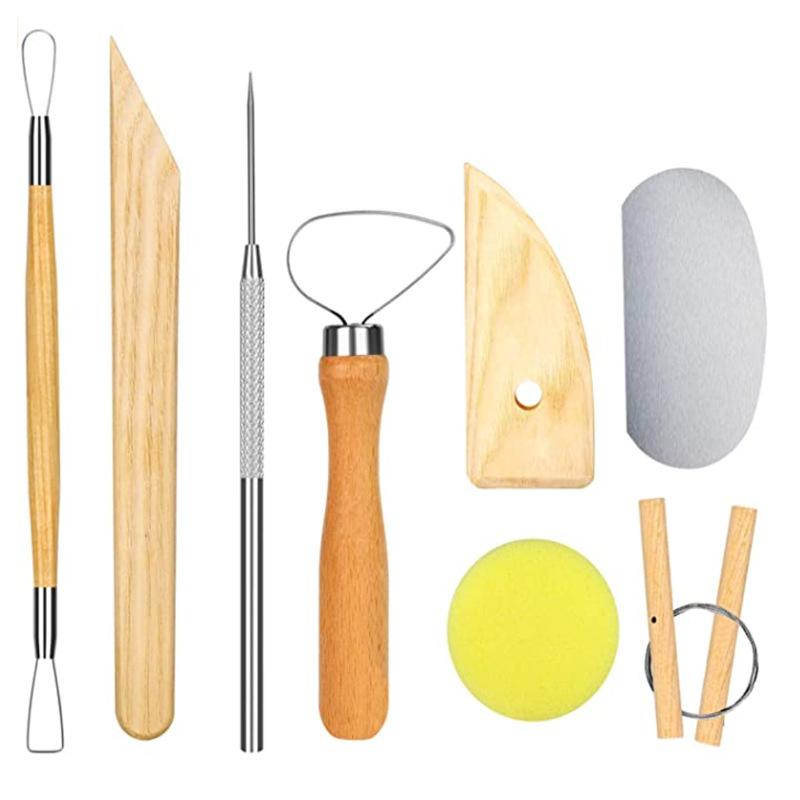 8 Stück/Set Tonwerkzeuge, Schnitz- und Modellierwerkzeuge, Zeichenwerkzeuge für Handarbeit, Holz Keramikton Skulpturen
