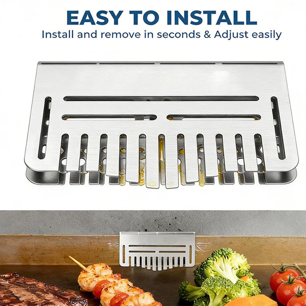 Grill Grease Gate Heavy Duty Rust-Resistant Easy-Install Stainless Steel Grease Gate for Backyard BBQ Camping Trips Park