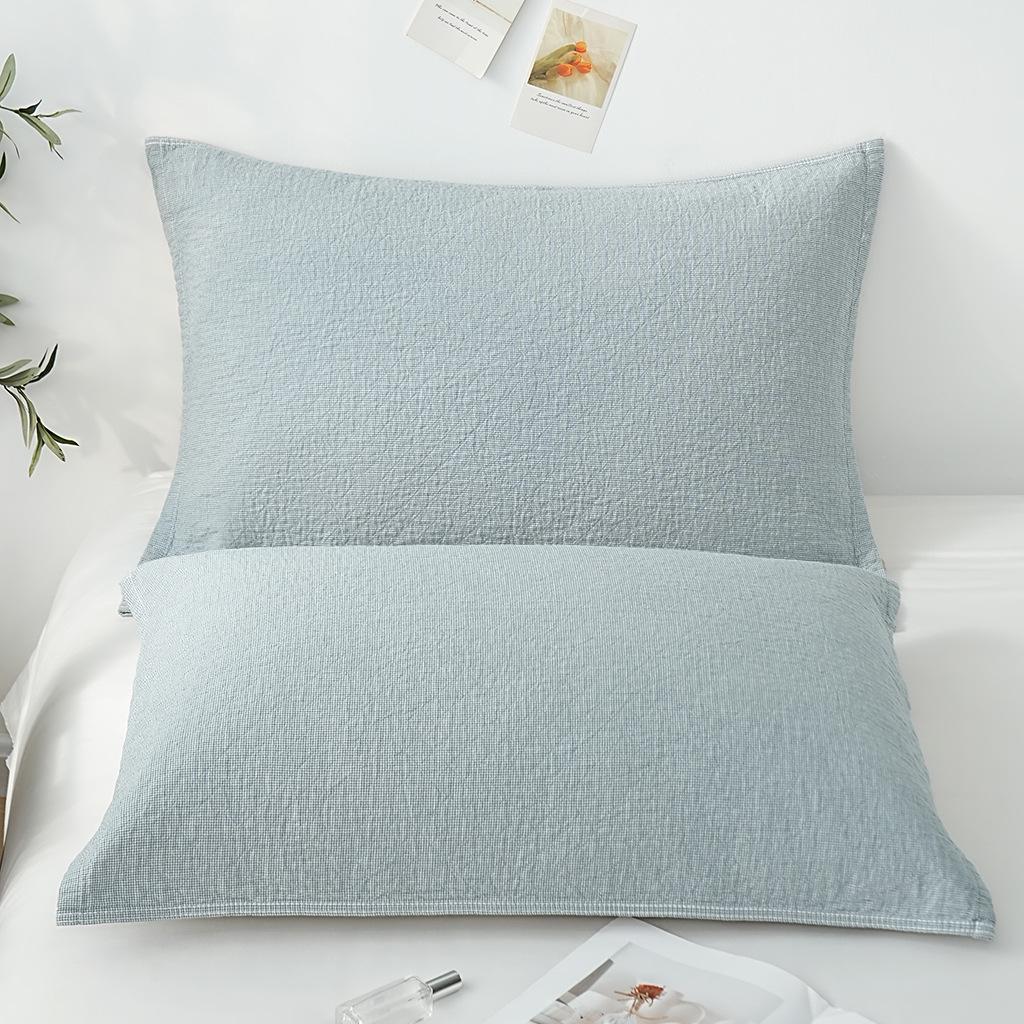 Japanese Four-Layer Cotton Gauze Pillowcase - Breathable, Sweat-Absorbing, Soft Fine Grid Design for Adults 50*80 cm