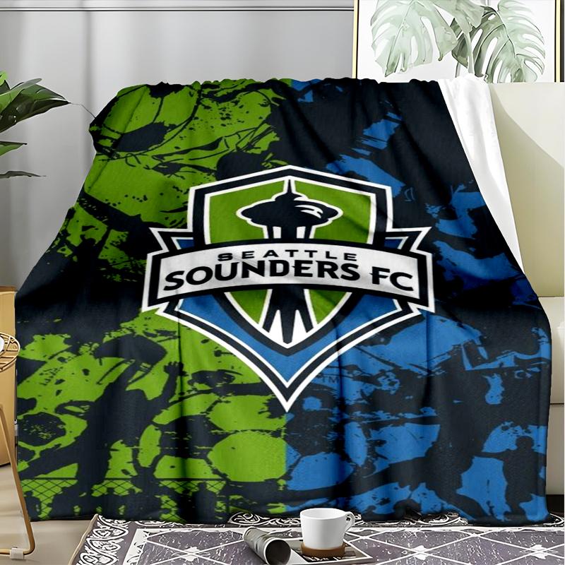 1PC Seattle Sounders FC Printed Soft Flannel Blanket Throw for Adult Bedroom Living Room Sofa Camping Travel Fan Gifts Christmas Gifts