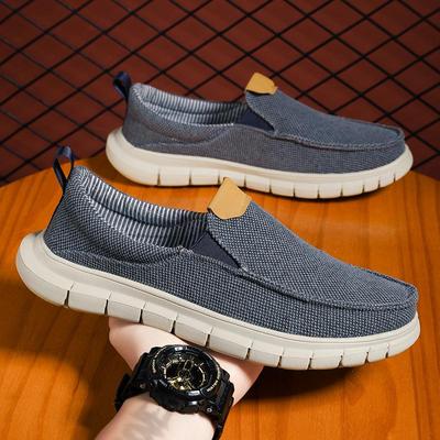 Men's Breathable Slip-On Canvas Shoes, Odor-Resistant and Lightweight, Casual Sports Driving Shoes, Plus Size 47