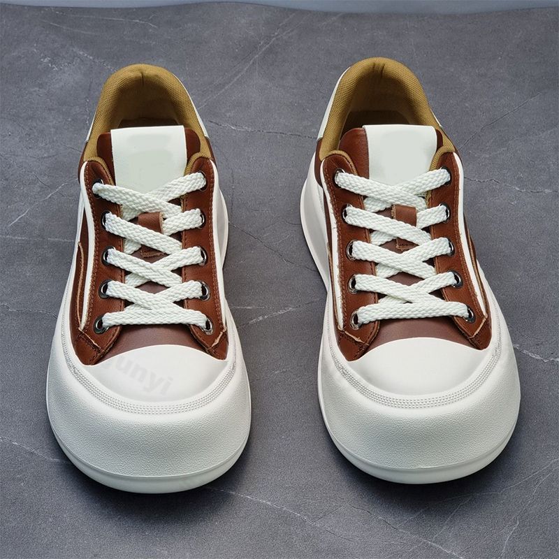 Fashion Men Platform Vulcanized Shoes 2025 Autumn Comfortable Anti Slip Outdoor Leisure Sports Shoes Thick Soled Outdoor Running Shoes