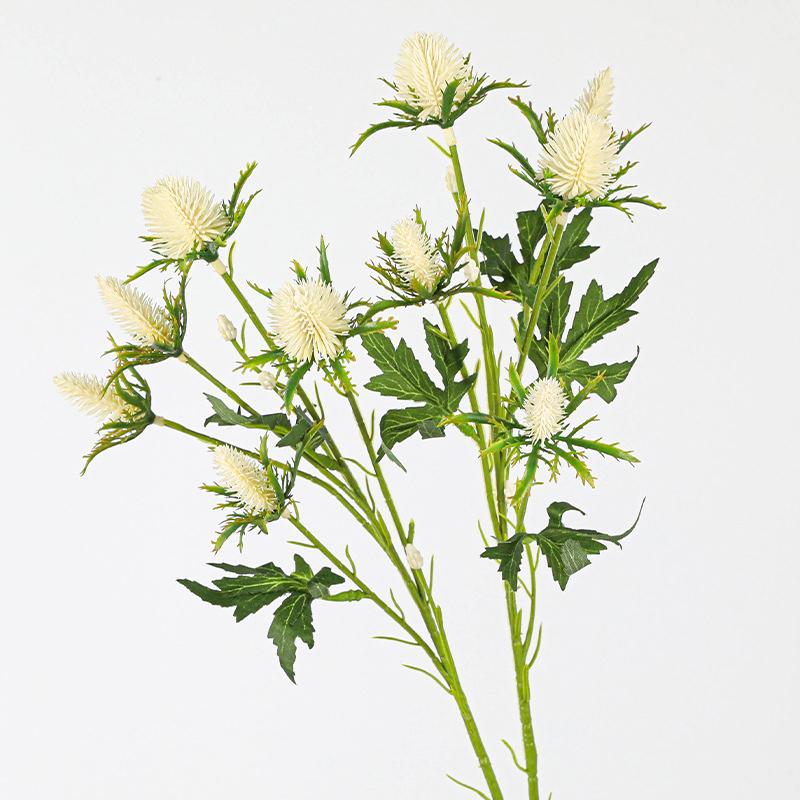 

1 шт. Одиночный стебель Реалистичный Многоголовый Прочный Пластиковый Цветок Естественного Вида Элегантный Эрингиум Легкий 69 см белый