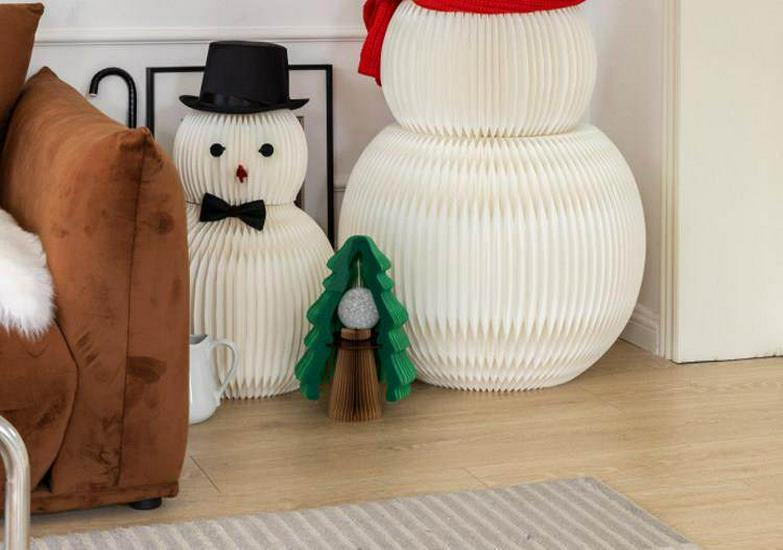Large Nordic Paper Snowman Ornament for Storefront and Outdoor Christmas Decor