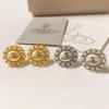 Kaiserinwitwe Sonnenblume Perle Saturn Ohrstecker - High-End Luxus Design