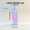 1PC Pink Smiley Face Emoji Pattern Print 750ml Color Plastic Sports Water Bottle Leakproof Flip Straw Lid Suitable for Sports Office Home Use
