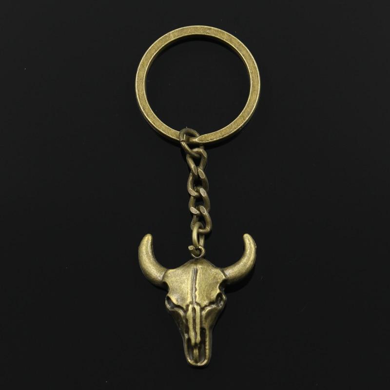 

Модный брелок для ключей 3 см, металлический брелок для ключей, ювелирные изделия, античная бронза, серебро, цветное покрытие, подвеска с бычьим черепом 32x28 мм бронзовый