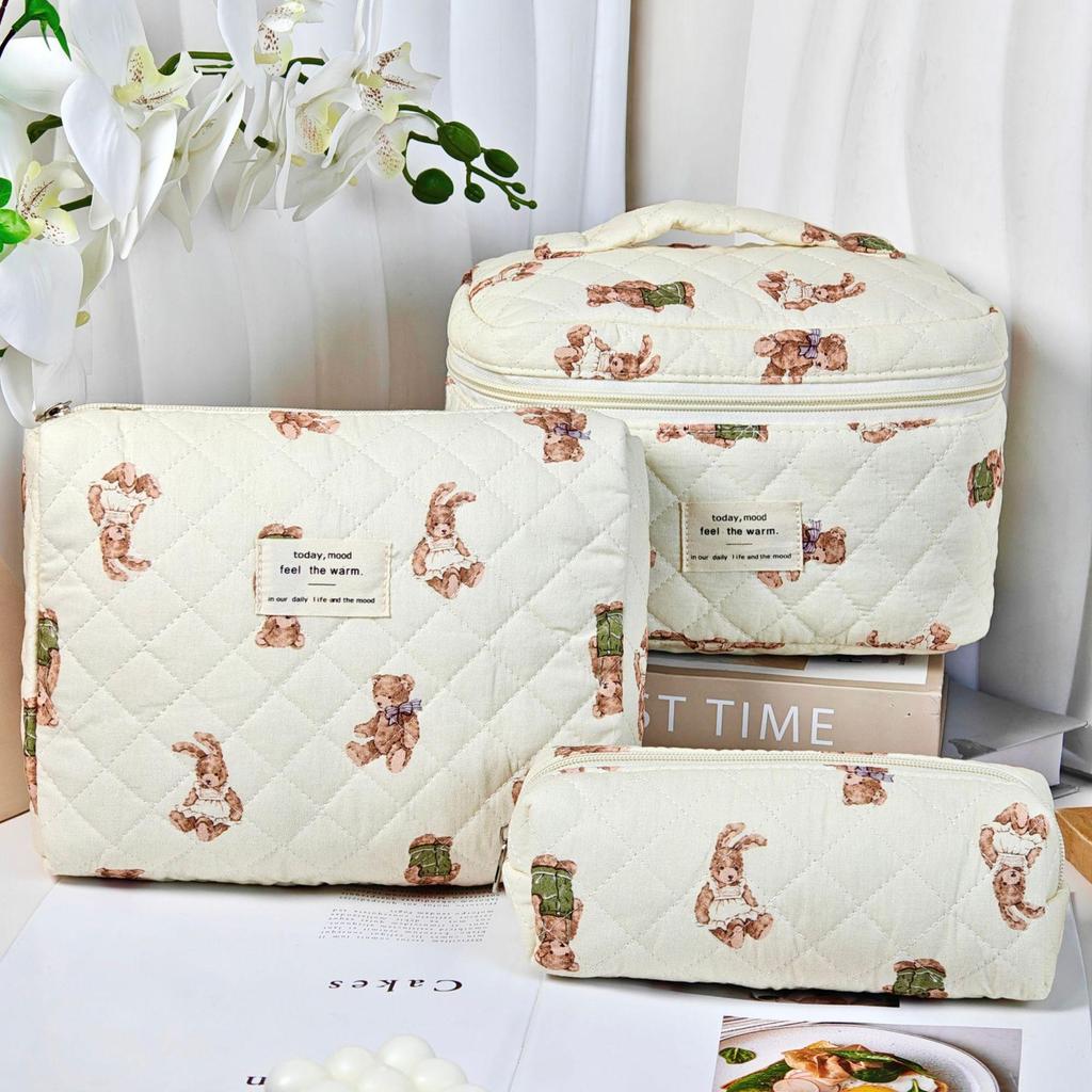 Lekka Etui Kosmetyczne Podróżne z Nadrukiem - Portmonetka o Dużej Pojemności i Przechowywanie Pędzli