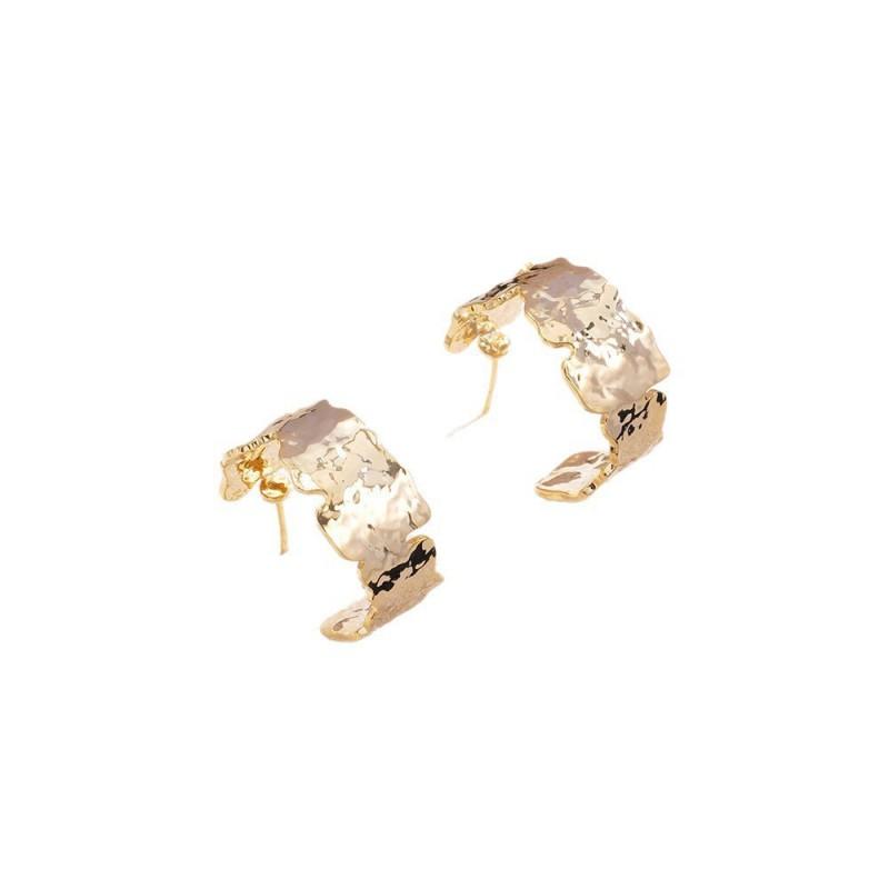 Minimalist Vintage Asymmetrical Earrings Women Geometric Cold Tone Studs Post Eco Copper Gold White