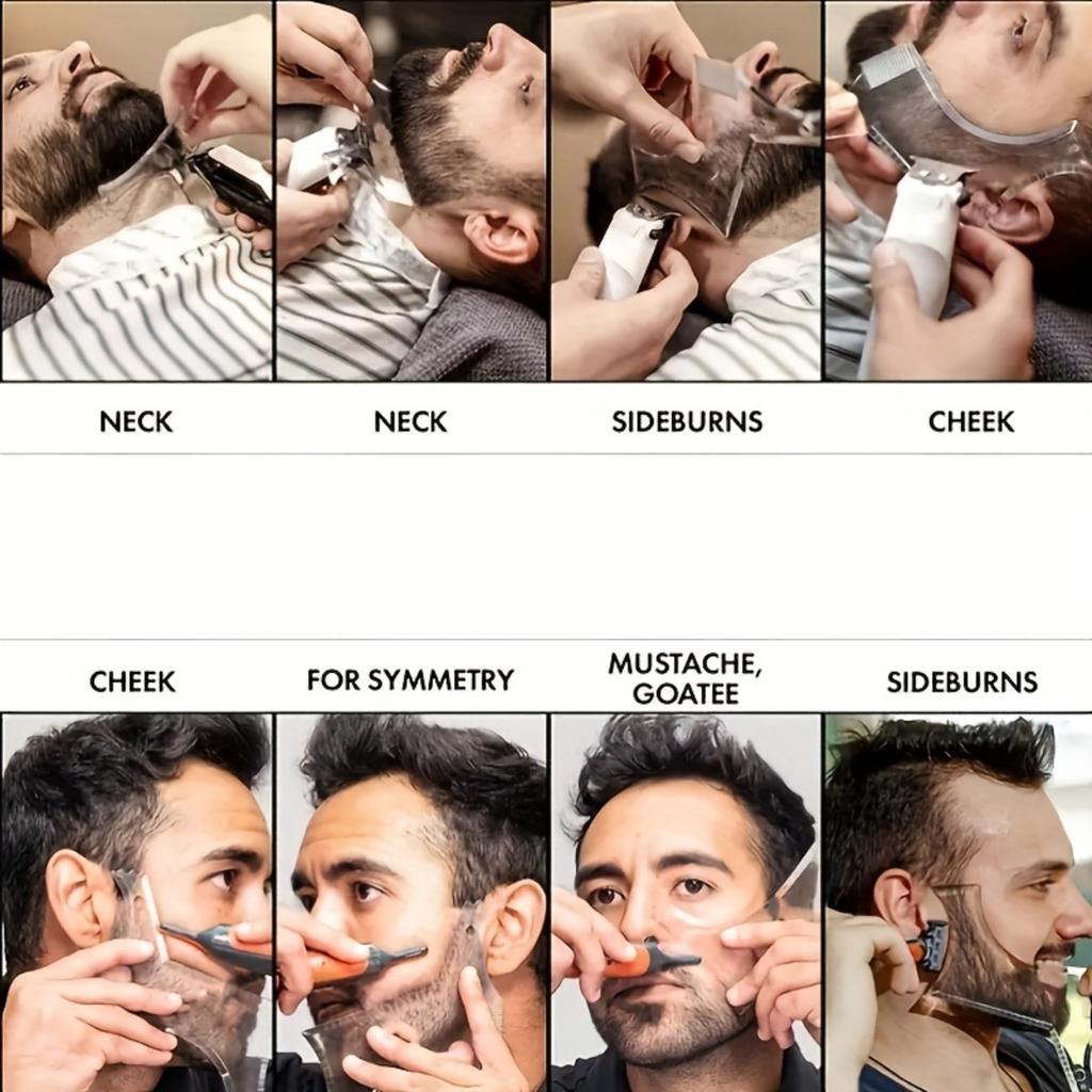Men's Trimming and Styling Tool with Built-in Comb, Trimming and Trimming, Beard Styling Template, Available with Beard Shaver and Electric Trimmer