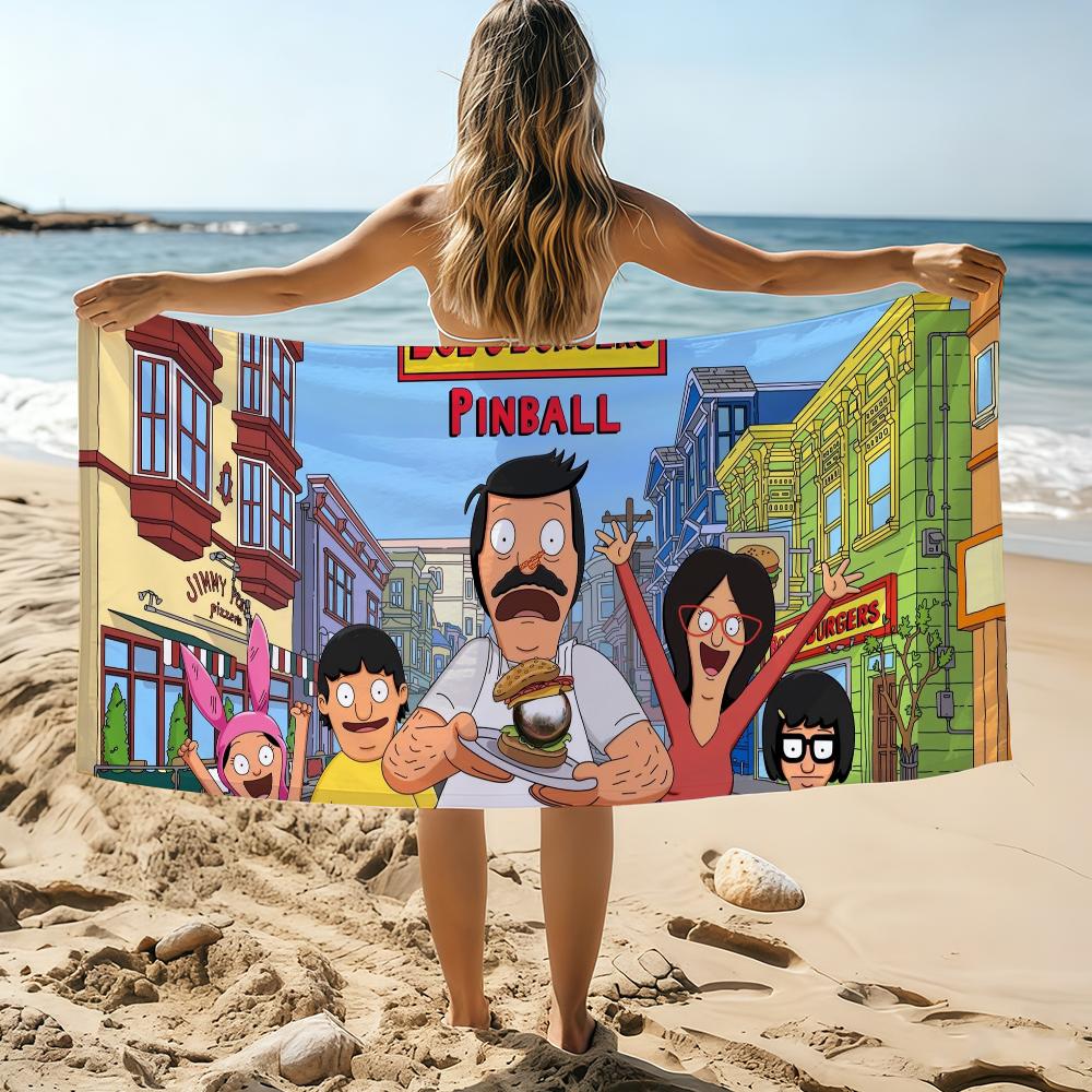

B-Bobs Cartoon B-Burgers Towel Beach Towel Oversized Quick Dry Towel Absorbent Soft Swim BeachTowels for Men Women W30*H60(CM)