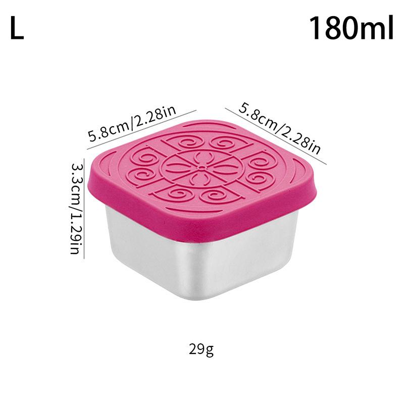 1/2 Pcs Stainless Steel Salad Box Snack Seasoning Container With Silicone Lids Leakproof Stackable Dressing Food Storage Box