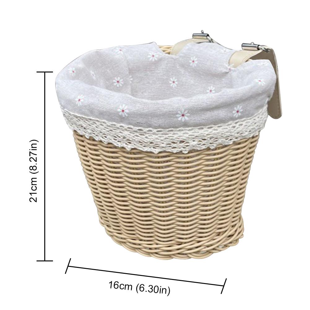 Bicycle Basket Rattan Wicker Bike Front Basket for Small Dogs Cats Pet Carrier Bag Waterproof for Camping Cycling Accessories