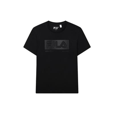 Logo Print Round Neck Business Short Sleeve T-Shirt Men T-Shirts Black F11M327111F-BK