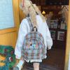 Schoolbag retro plaid backpack college student casual backpack women's plaid backpack student schoolbag large capacity backpack
