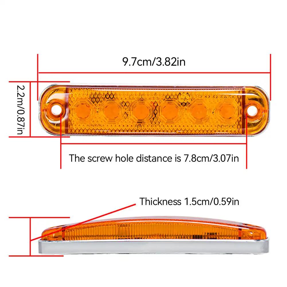 12V- 80V 6LED Warning Flashing Lights Front Rear Clearance Indicator Lamp Side Marker Lights for Trailer BUS Van Caravan Truck