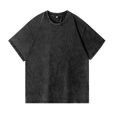 Męska koszulka Streetwear w stylu retro - Oversize'owa, vintage, prana bawełna, ciężka, z krótkim rękawem, letnia, casualowa