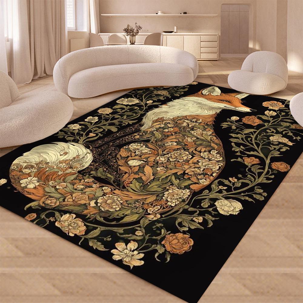 1 szt. Dywan Retro Bohemian Fox Tajemnicza Dekoracja Lisa Dywan Dark Academy Tajemniczy Dywan Domowy Wiedźmy