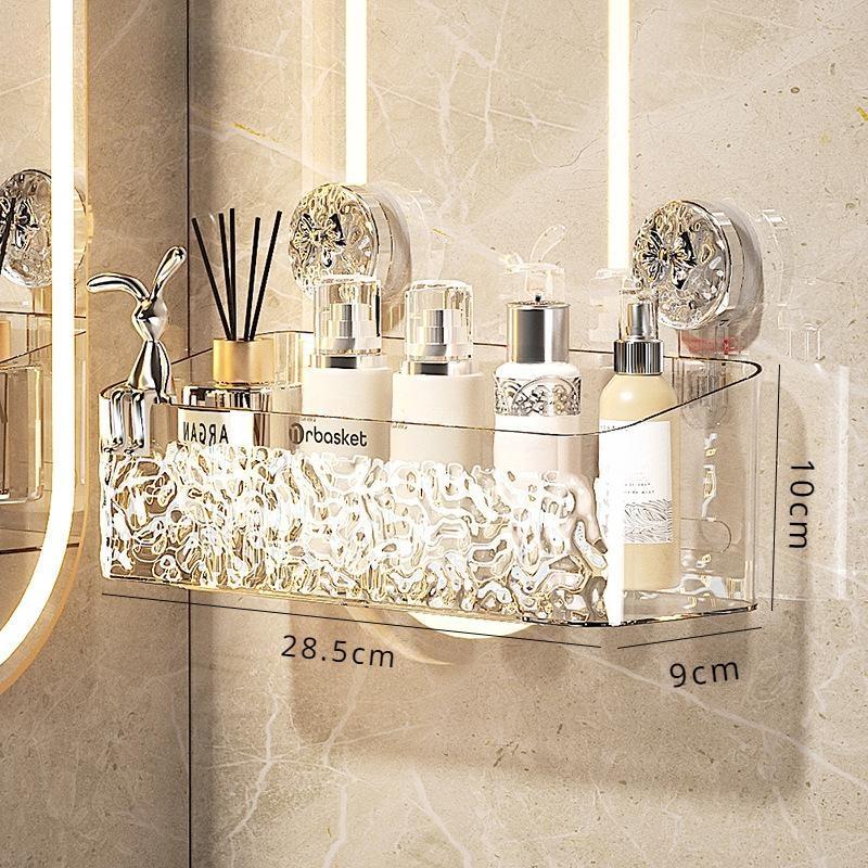 Duschsaugnapf Regal Korb Licht Gletschermuster Schnelle Montage Badezimmer Organizer Aufbewahrung Drehbarer Haken Zum Saugen Entfernen NEU