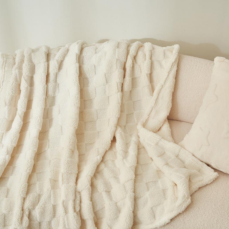 Class A Milk Fleece Blanket Office Nap Blanket Small Blanket Sofa Throw Flannel Waffle Weave Lightweight Air-Conditioning Blanket