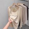 Lazy Tulle Sunscreen Blouse Long-sleeved T-shirt Women's Spring Letter Printing Design Sense Thin Loose Top