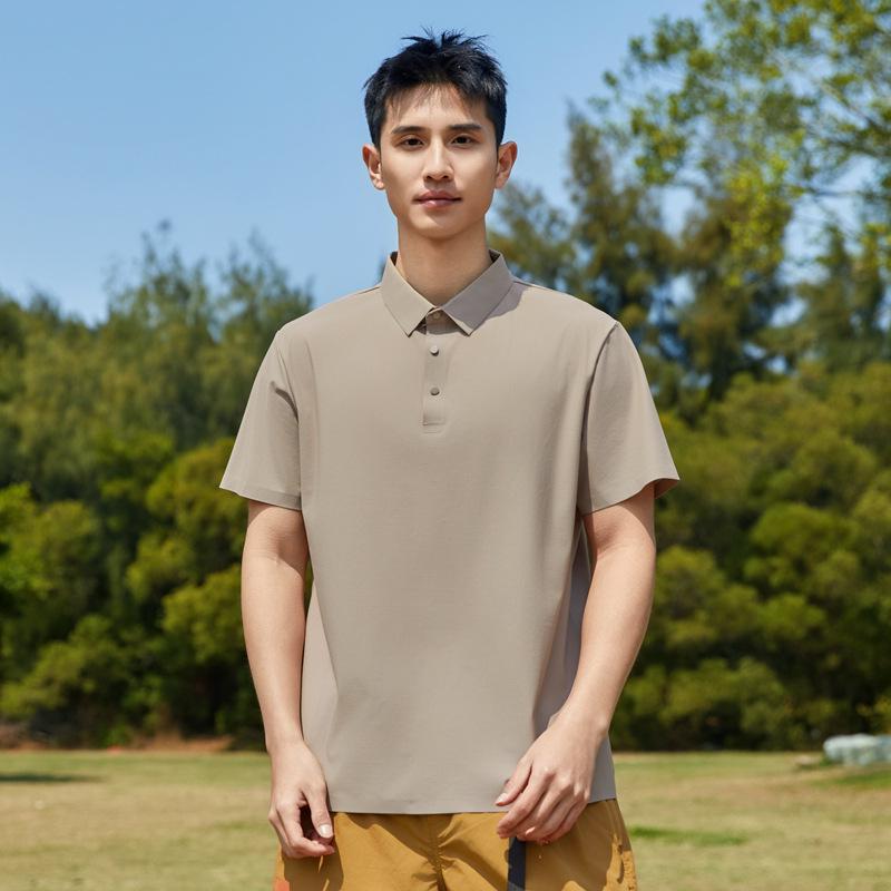 Unisex Summer Ice Silk Polo Shirt, Short Sleeve, Elastic Business-Casual, Custom Logo Option