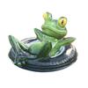 Resin Floating Frog Figurine with Tire Swim Ring Lazy Frog Statue Weather-Resistant Pond
