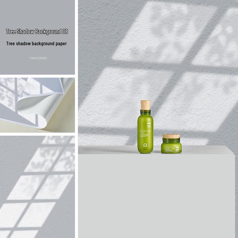 3D-Stereofotografie-Hintergrund mit Baumschatten und dynamischen Lichteffekten