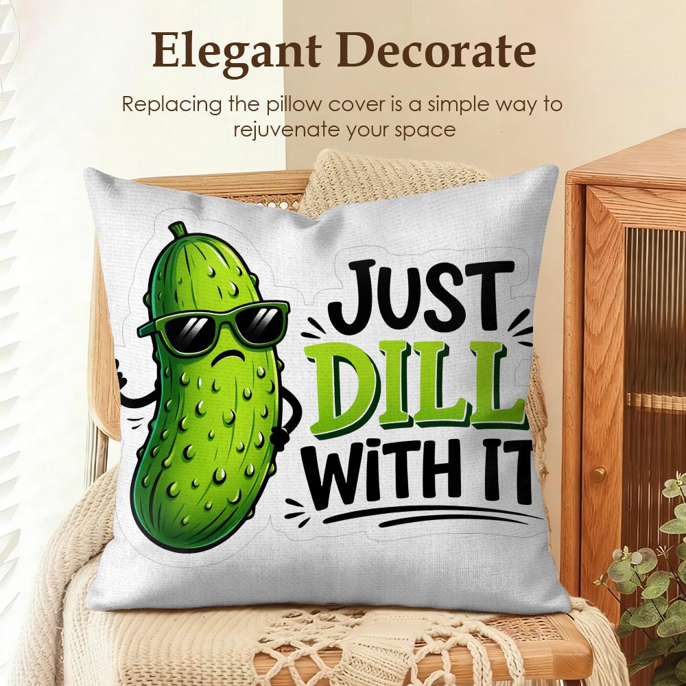 Who Loves Pickles Dill Funny Cushion Cover Natural Linen Organic Fabric DoubleSided Printing Sofa Home Decor Gift Pillow Case