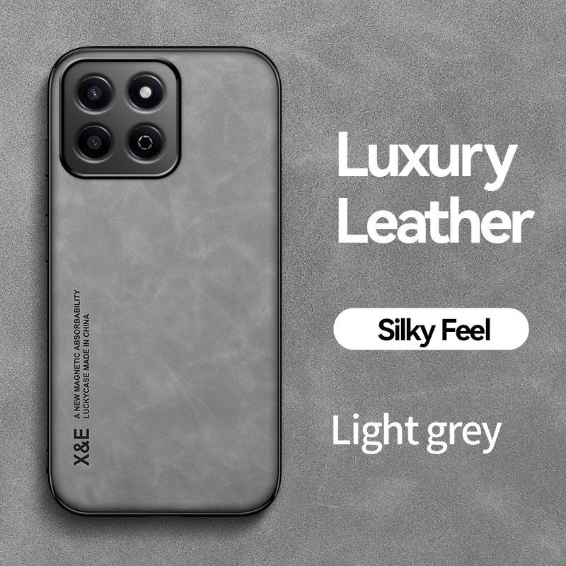 KEYSION Luxury Retro PU Leather Case for HONOR X7c Soft Silicone+PC Shockproof Phone Back Cover for Huawei Honor 200 Smart 5G