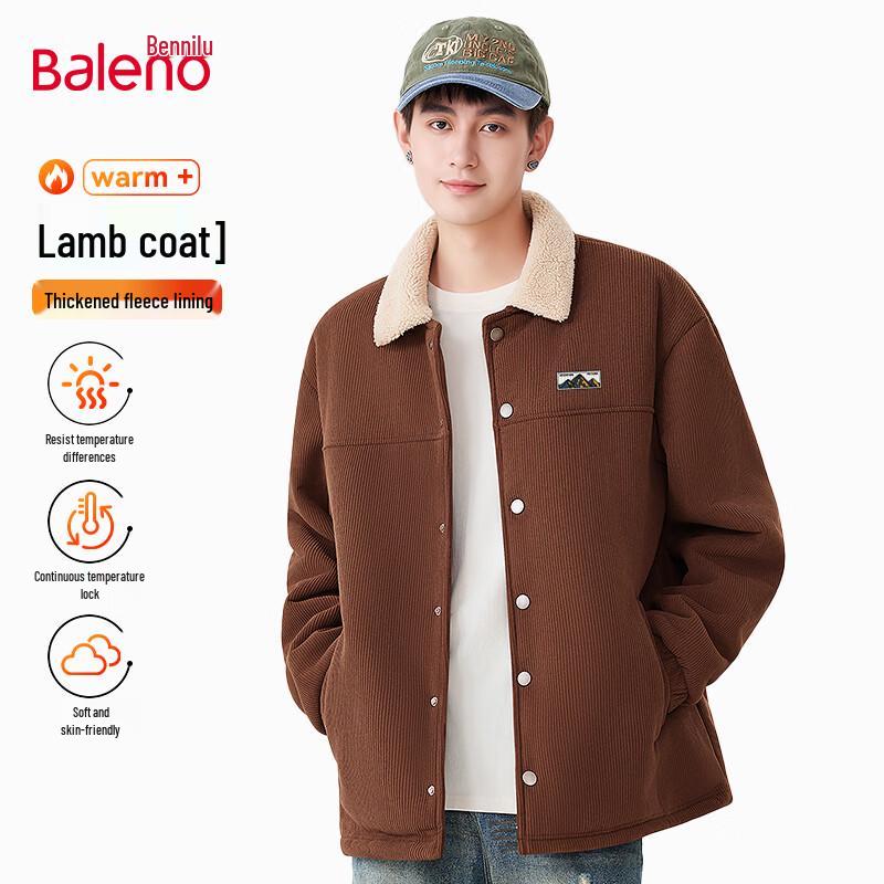 Baleno Men's Corduroy Retro Fleece Padded Jacket