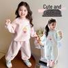 2026 Spring Baby Girl Cartoon Hoodie & Pants Set - Elegant & Printed for Girls