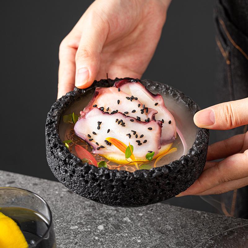 Specialty Meteorite Ball Plate - Japanese Style Creative Tableware with Dry Ice Effect