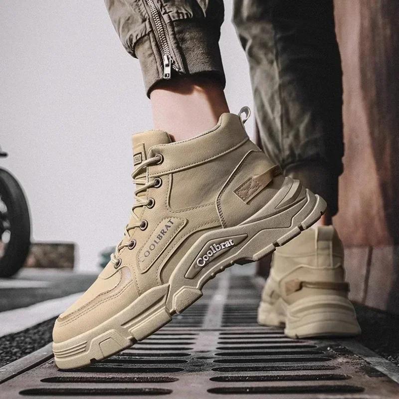 Zapatos de Hombre Cuatro Estaciones Botines Cortos Nuevo Estilo Británico Moda Antideslizante Cómodas Botas de Montaña Zapatos Deportivos Casuales