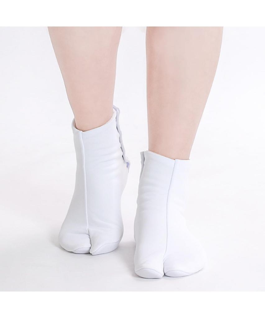[KYOETSU] Women's Warm Fleece White Tabi Socks with Fasteners, Sizes 21.5cm-28.0cm (2L)
