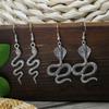 2 Pairs Ethnic Retro Vintage Snake Dangle Earrings Set For Women Long Punk Antique Bronze Gold Silver Color Tribe Drop Earrings