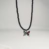 Gothic Style Heart And Butterfly Black Crystal Beaded Necklace Unique Neck Chain For Women Seeking Unique Fashion