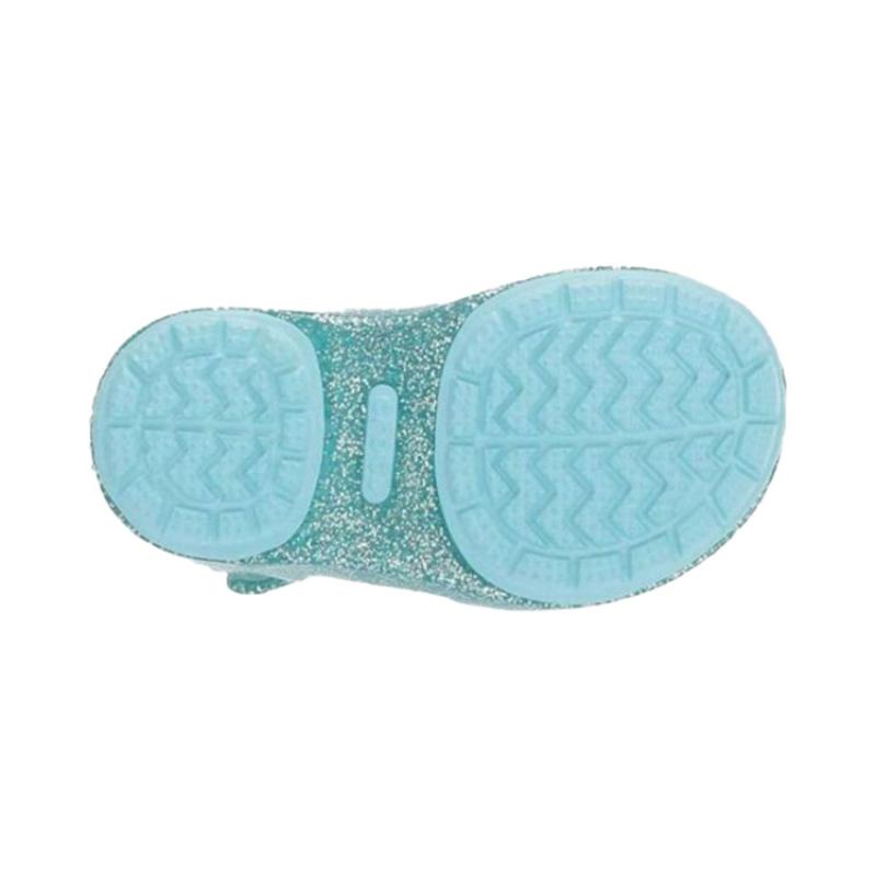 Crocs Isabella Bow Velcro Simple Casual Shiny Hole Sandals Ice Blue Kids' Style