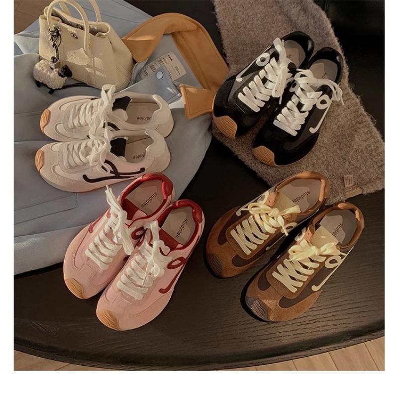 Retro Color Blocked Women's Shoes Versatile Casual Running Sports Shoes