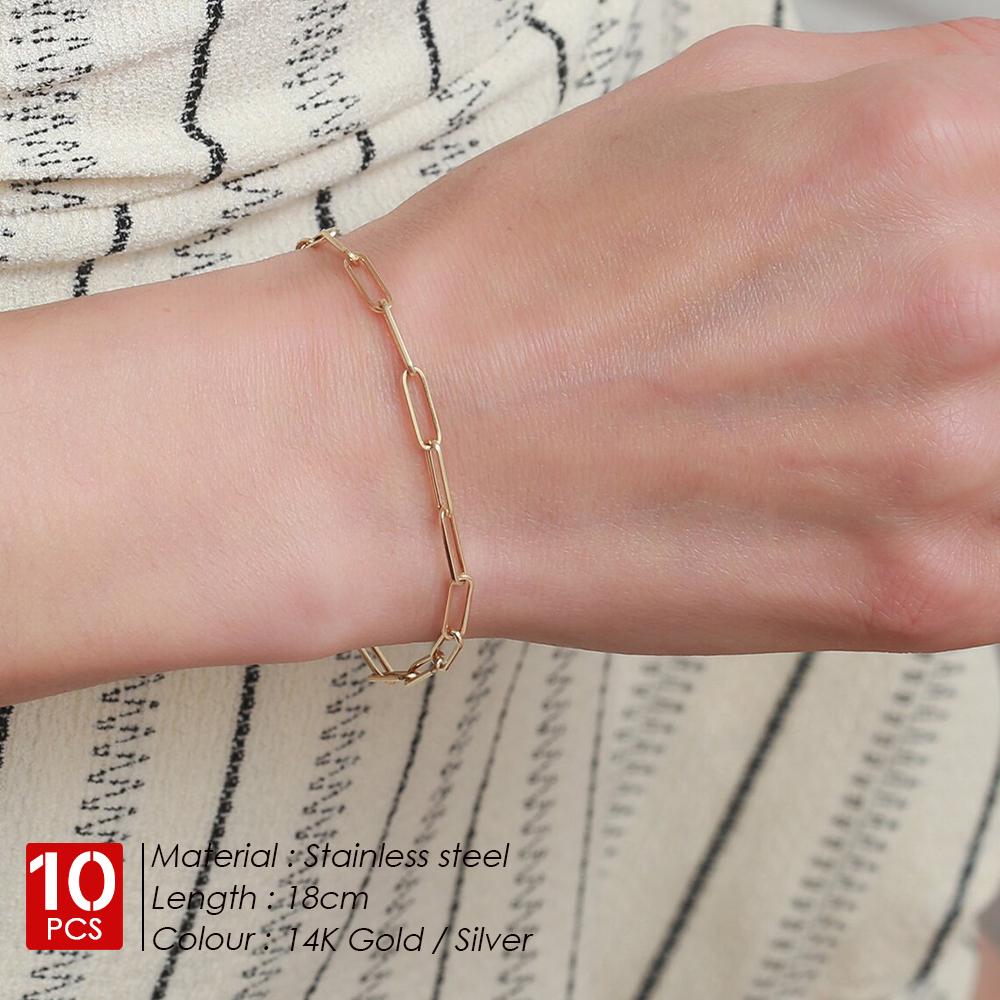 EMANCO 10PCS Original Niche Design Stainless Steel Adjustable Fashion Fine Jewelry Cross Chain Bracelet Wholesale