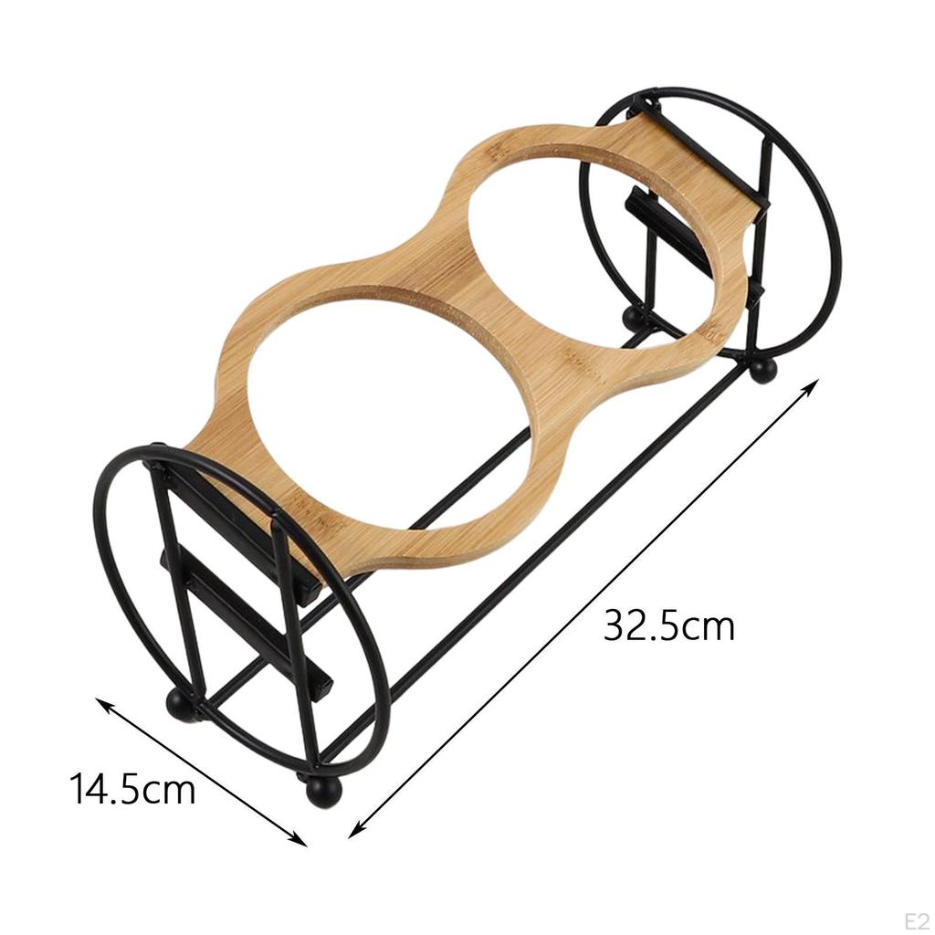 Double Feeder Holder Waterer Iron Easy to Clean Elevated Raised Bowls Stand