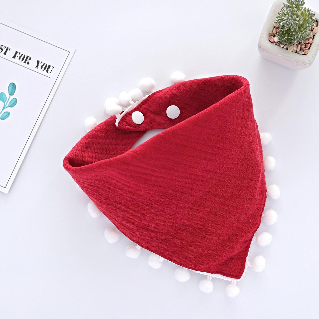 Solid Color Four-Layer Gauze Baby Bib Triangle Scarf with Snap Closure