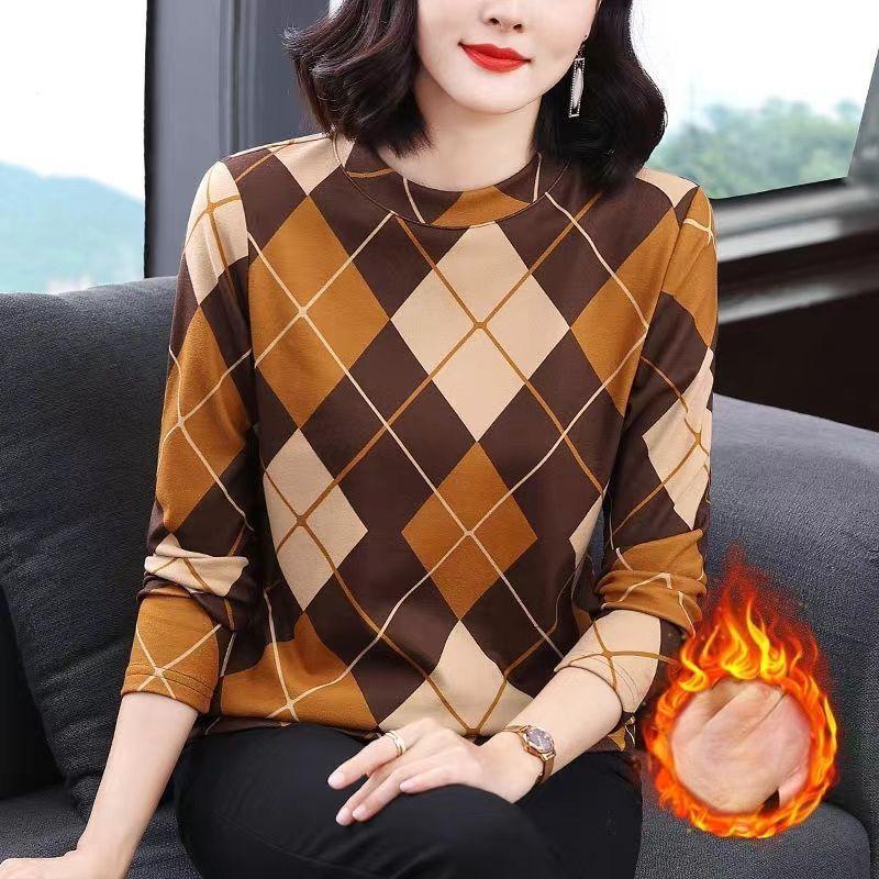 

Круглая рубашка-основа для женщин с осенне-зимней одеждой, новый стиль, немецкая бархатная майка для мам среднего возраста, модная футболка для женщин 4XL