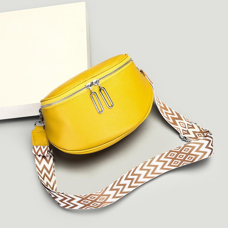 The First Layer Of Cowhide Bag Women'S Simple Wide Shoulder Strap Large Capacity Shoulder Bag Leather Women'S Bag Messenger Bag Tide