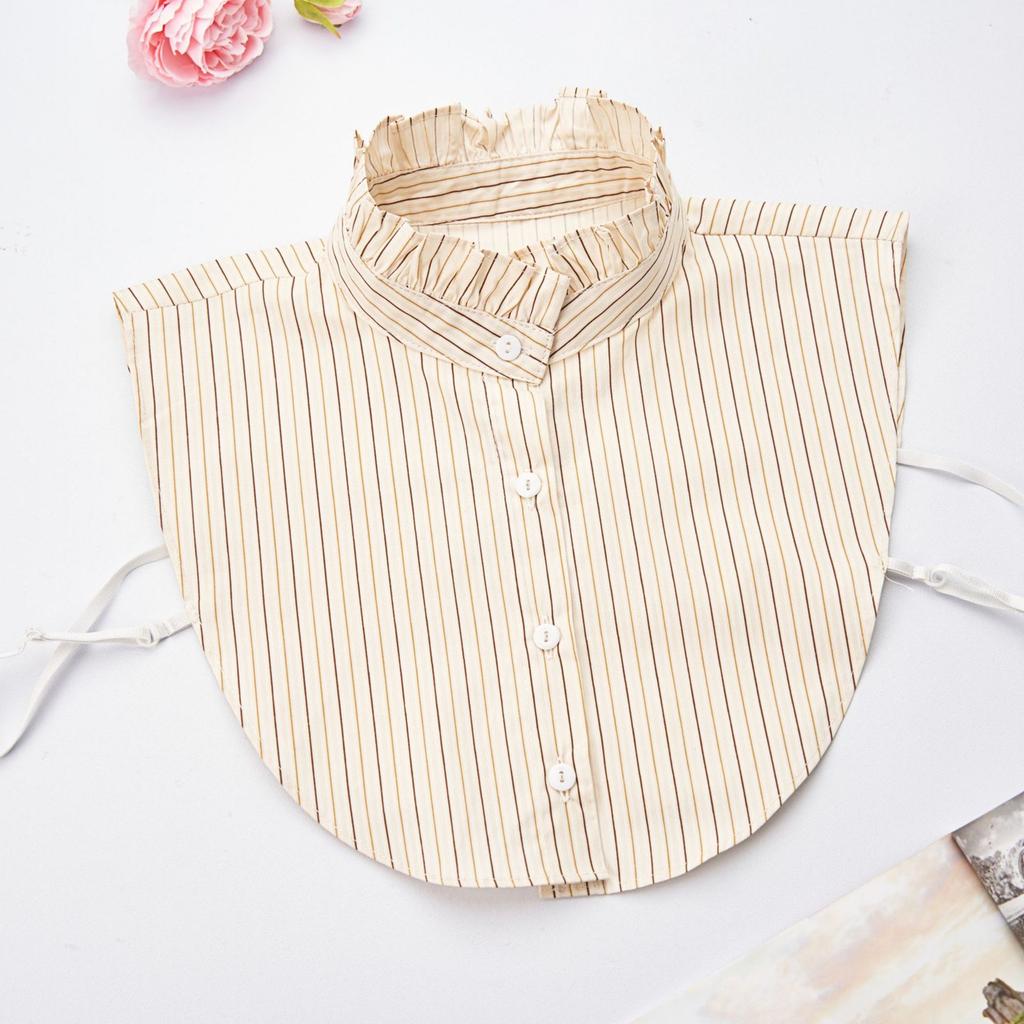 Women's Detachable False Collar Insert Elegant Striped Lapel Faux Half Shirt Blouse Collar Top for Sweater and Dresses