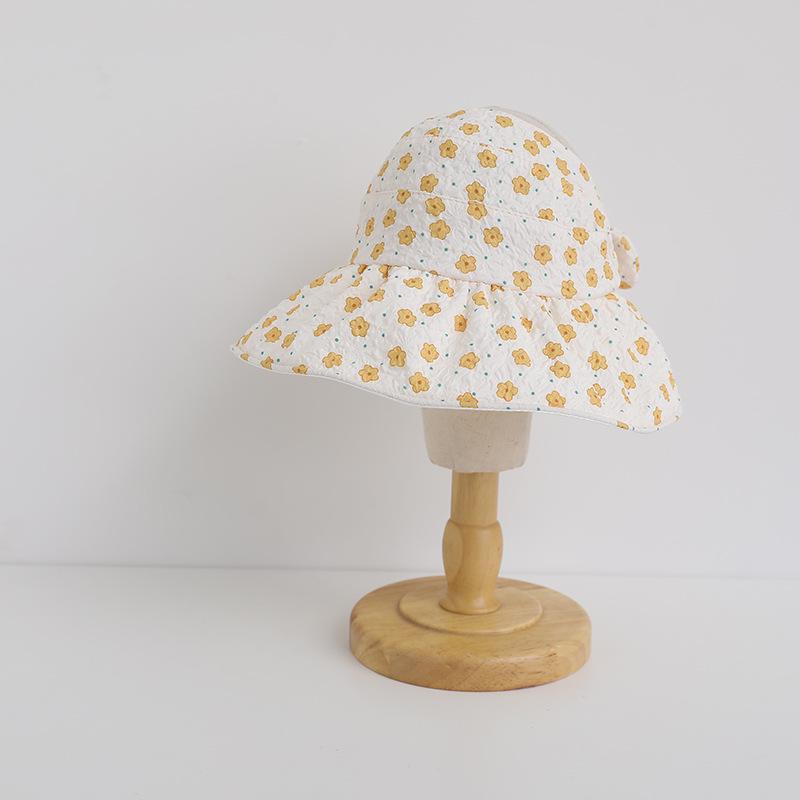 Girls' Cute Floral Wide-Brimmed Summer Sunshade Hat - Breathable Korean Style