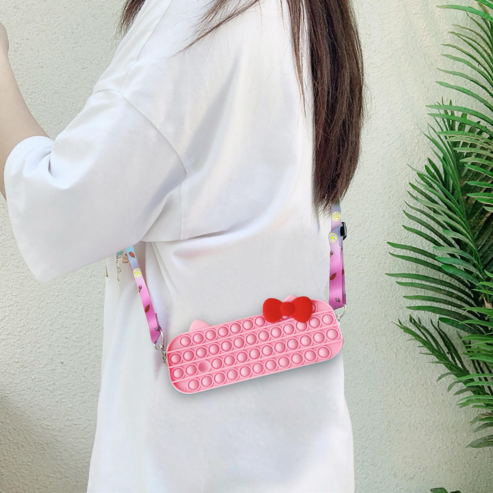 

Сумка с подвеской для игрушек, игрушки для снятия стресса с пузырьками для взрослых и детей One size розовый