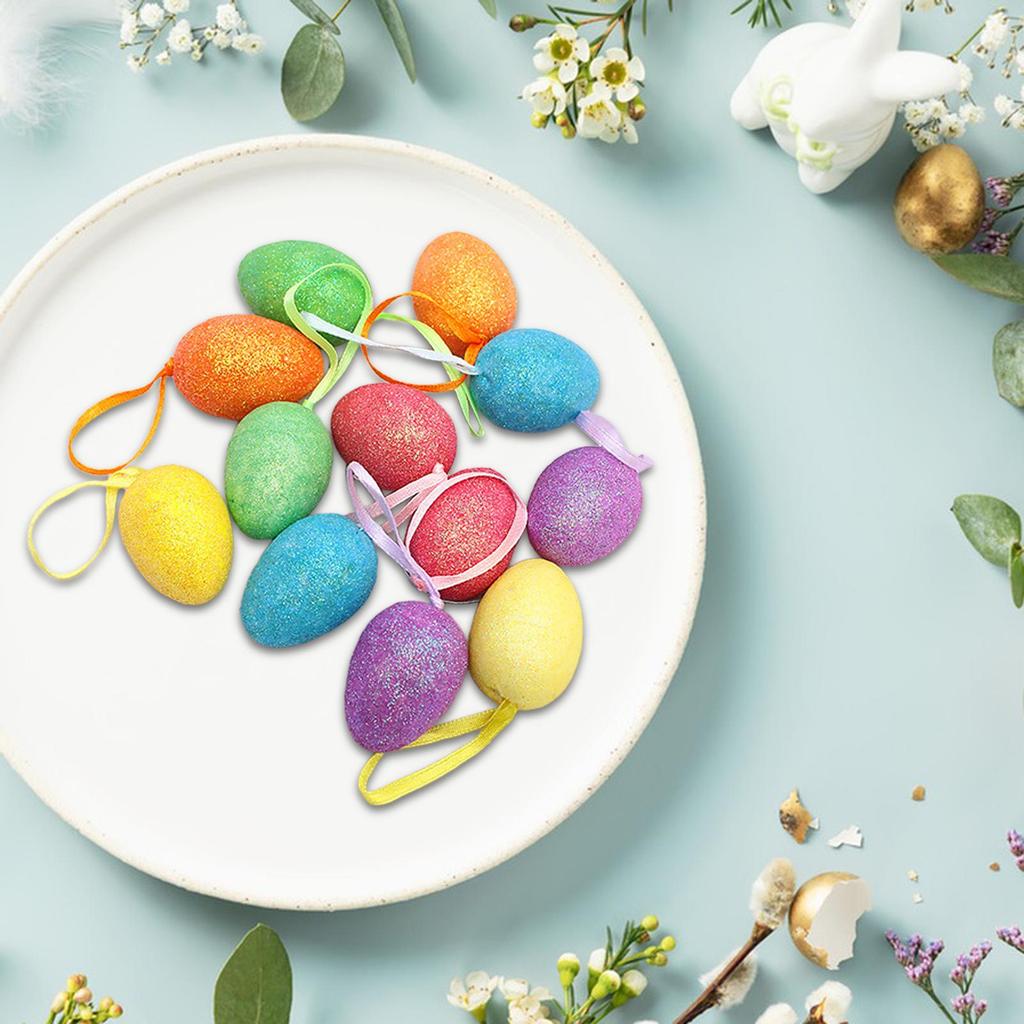 12x Easter Decorations Tree Ornament Colorful Foam Party Decoration Easter Decoration for Party Kitchen Holiday Easter Decor