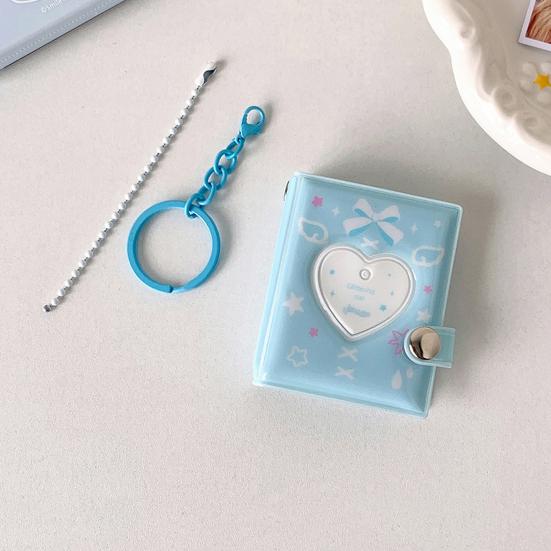 Love Heart Small Photo Album Keychain 32 Pockets Hollow Photocard Binder for 2 Inch Photo Mini Photo Card Book Holder for