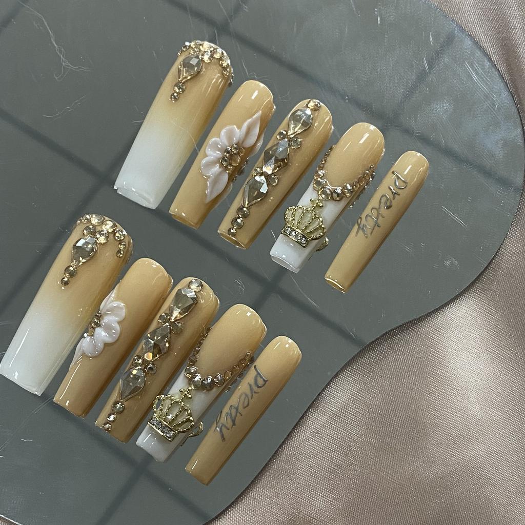 Thick and Hard Artificial Fingernails Square and Long Manicure False Nails with Glue Stickers Press on Nails